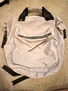 Light Gray Women's Nylon Backpack Tote - Stylish Everyday Bag